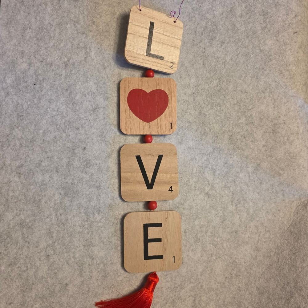 Love scrabble tile wall hanging